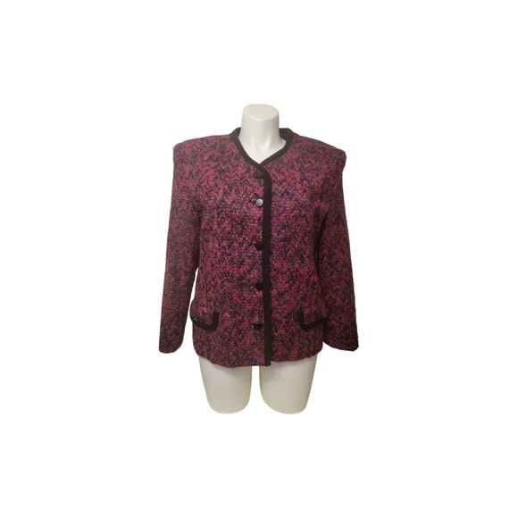 Haberdashery 80's Boucle Jacket Women 18 Purple Lined Classic Y2k Vintage - Picture 1 of 4
